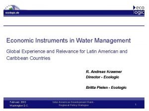 ecologic de Economic Instruments in Water Management Global