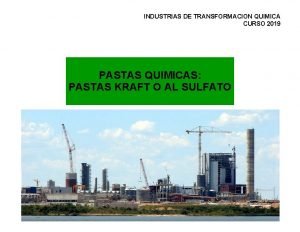 INDUSTRIAS DE TRANSFORMACION QUIMICA CURSO 2019 PASTAS QUIMICAS