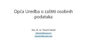 Opa Uredba o zatiti osobnih podataka Doc Dr