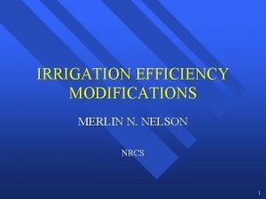 IRRIGATION EFFICIENCY MODIFICATIONS MERLIN N NELSON NRCS 1