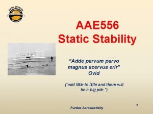 AAE 556 Static Stability Adde parvum parvo magnus