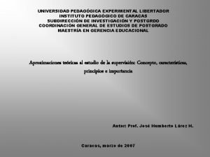 UNIVERSIDAD PEDAGGICA EXPERIMENTAL LIBERTADOR INSTITUTO PEDAGGICO DE CARACAS