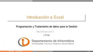 Introduccin a Excel Programacin y Tratamiento de datos