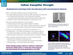 Indium Nanopillar Strength Nondestructive technique links microstructure with