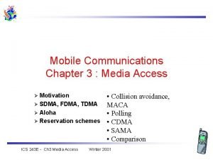 Mobile Communications Chapter 3 Media Access Motivation SDMA
