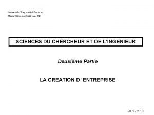 Universit dEvry Val dEssonne Master Gnie des Matriaux