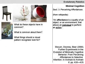 Evolutionary Robotics Minimal Cognition Sect 3 Perceiving Affordances