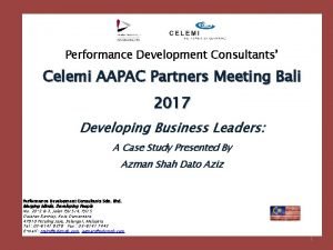 Performance Development Consultants Celemi AAPAC Partners Meeting Bali