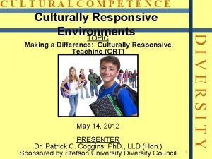 CULTURALCOMPETENCE DIVERSITY Culturally Responsive Environments TOPIC Making a