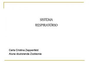 SISTEMA RESPIRATRIO Carla Cristina Zeppenfeld Aluna doutoranda Zootecnia