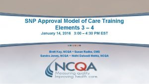 SNP Approval Model of Care Training Elements 3