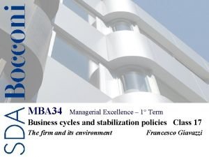 MBA 34 Managerial Excellence 1 Term Business cycles