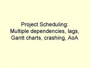 Project Scheduling Multiple dependencies lags Gantt charts crashing