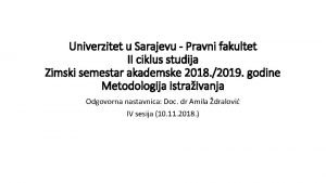 Univerzitet u Sarajevu Pravni fakultet II ciklus studija