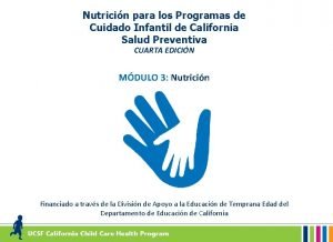 Nutricin para los Programas de Cuidado Infantil de