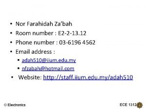 Taaruf Nor Farahidah Zabah Room number E 2