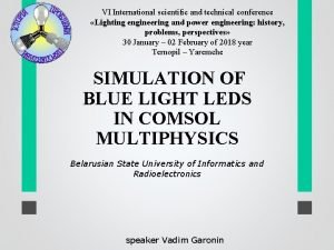 VI International scientific and technical conference Lighting engineering