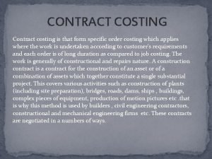 Contract costing definition