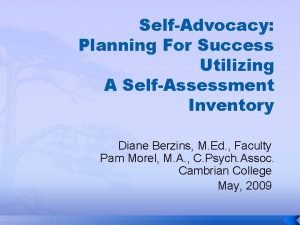 SelfAdvocacy Planning For Success Utilizing A SelfAssessment Inventory