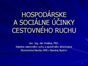 HOSPODRSKE A SOCILNE INKY CESTOVNHO RUCHU doc Ing