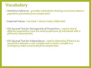 Vocabulary Statistical Inference provides methods for drawing conclusions