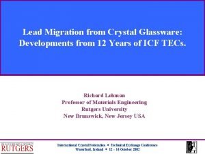 Lead Migration from Crystal Glassware Developments from 12
