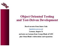 Object oriented testing strategies