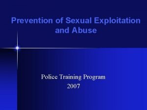 Prevention of Sexual Exploitation and Abuse Police Training