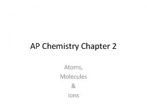 AP Chemistry Chapter 2 Atoms Molecules Ions The