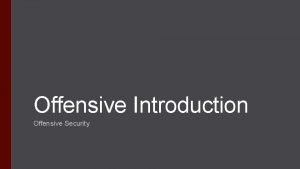 Intro to offensive security
