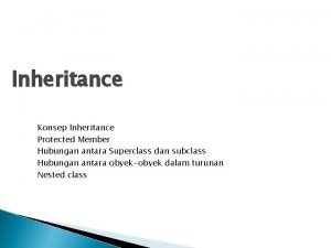 Inheritance Konsep Inheritance Protected Member Hubungan antara Superclass