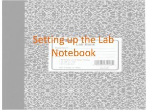 Lab notebook cover page