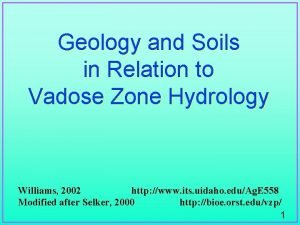 Geology and Soils in Relation to Vadose Zone
