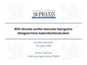 KOV ksuste avalike teenuste lepinguline delegeerimine kodanikehendustele Analsi