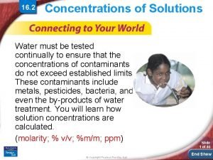 16 2 Concentrations of Solutions Water must be