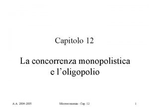 Capitolo 12 La concorrenza monopolistica e loligopolio A