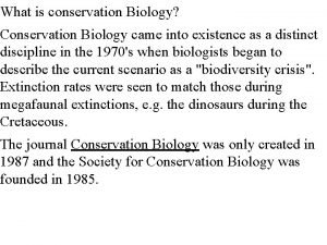 Examples of conservation biology