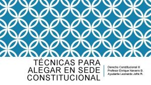 TCNICAS PARA ALEGAR EN SEDE CONSTITUCIONAL Derecho Constitucional