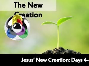 The New Creation Jesus New Creation Days 4