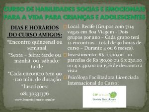 CURSO DE HABILIDADES SOCIAS E EMOCIONAIS PARA A