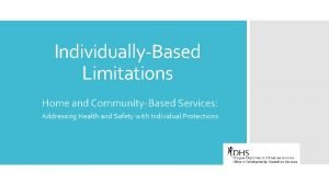 IndividuallyBased Limitations Home and CommunityBased Services Addressing Health