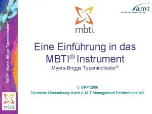 MBTI MyersBriggs Typenindikator Eine Einfhrung in das MBTI