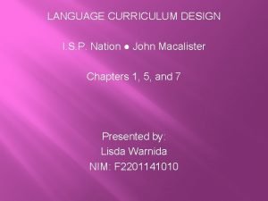 Nation and macalister language curriculum design