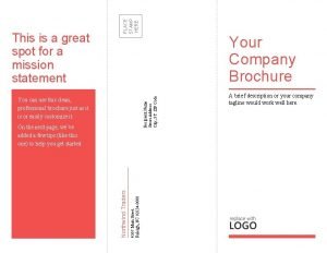PLACE STAMP HERE Your Company Brochure Recipient Name