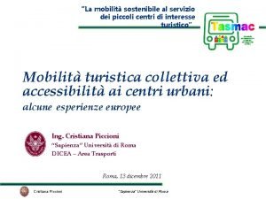 La mobilit sostenibile al servizio dei piccoli centri