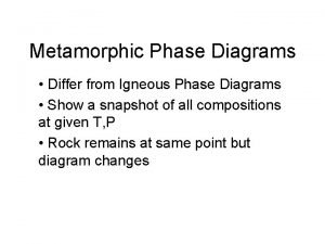 Metamorphic Phase Diagrams Differ from Igneous Phase Diagrams