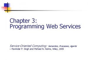 Chapter 3 Programming Web Services ServiceOriented Computing Semantics