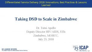 Differentiated Service Delivery 2018 Innovations Best Practices Lessons