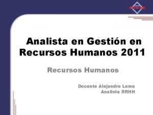 Analista en Gestin en Recursos Humanos 2011 Recursos