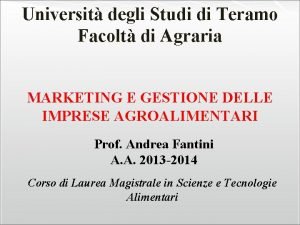 Universit degli Studi di Teramo Facolt di Agraria